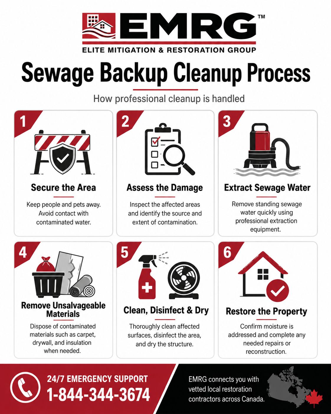 Sewage backup cleanup infographic by EMRG