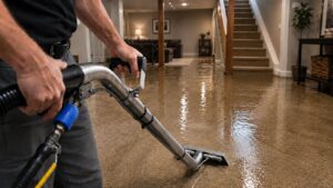 Emergency water extraction in a flooded basement