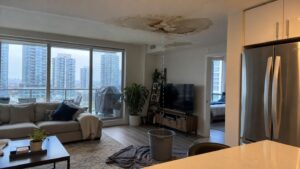 Water damage in condo that is a leak from unit above